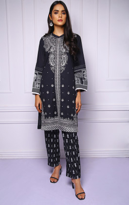 Black Yarn Embroidered 2 PCs Semi Formal